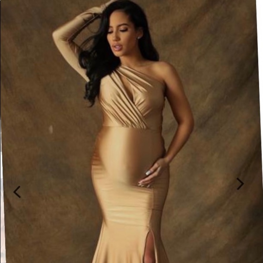 Gold maternity dress